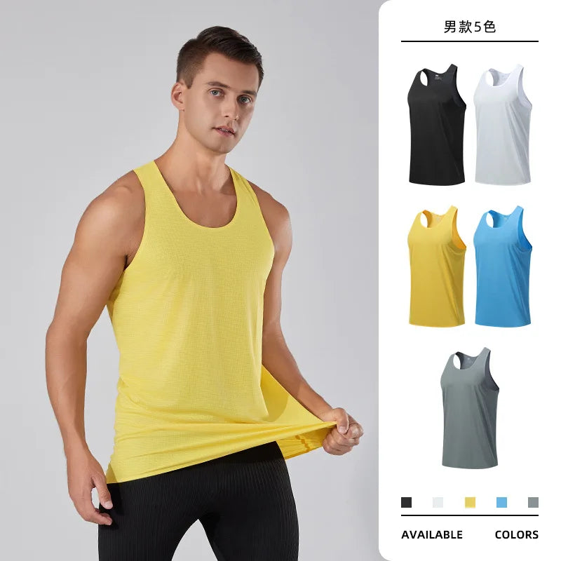 I-shaped Polyester Exercise Sports Vest Quickly Dry Breathing Sleeveless Fitness Vest Men's Running Workout Vest