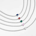 FUAMAY Fashion Dainty 925 Sterling Silver 2MM Tennis Necklace Women Colored Heart Necklace 6mm Heart Tennis Necklace