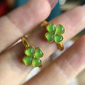 Jialin Natural Stone Jewelry Four Leaf Clover Ring Jade Women Burma Rings Jewelry Blessing Gifts Wholesale