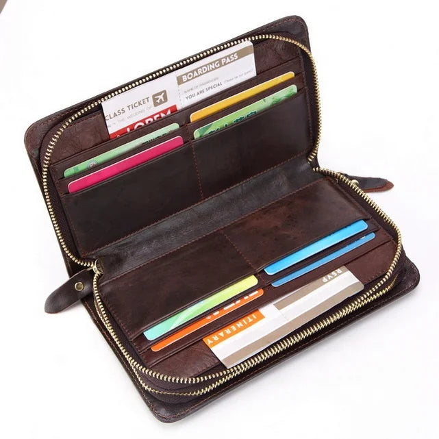 Wholesale Custom Leather Wallets Fashionable Large Genuine Leather Wallet Men