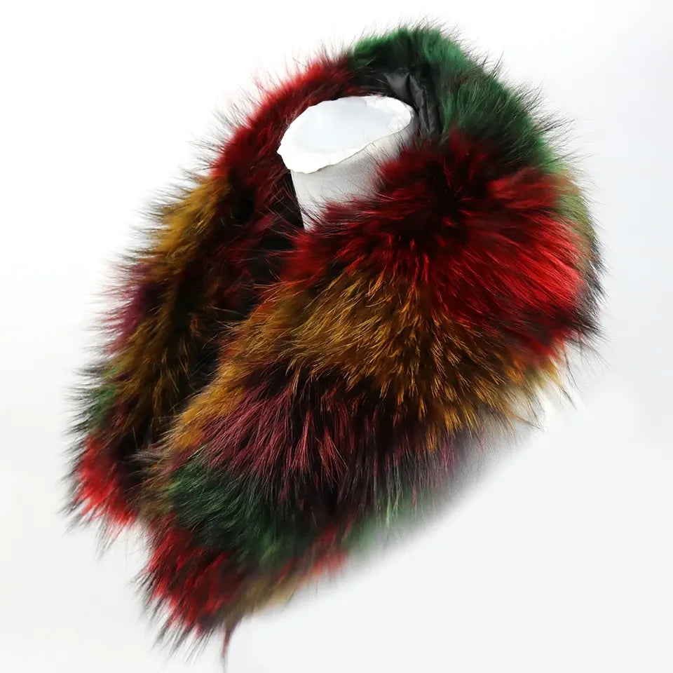 Good Fashion Women's Natural Collar Raccoon Fur Collar Fur Suit