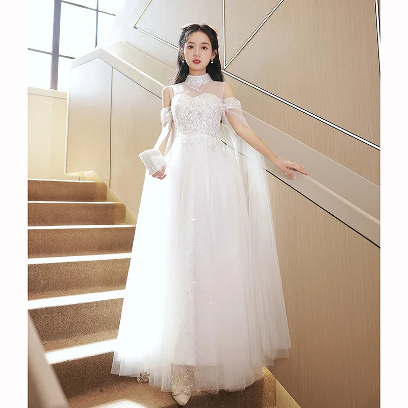 2026 New Elegant Formal Off Long Party Dress Casual Slim Maxi Women Wedding Dress Bridesmaid Evening Dress With Furses