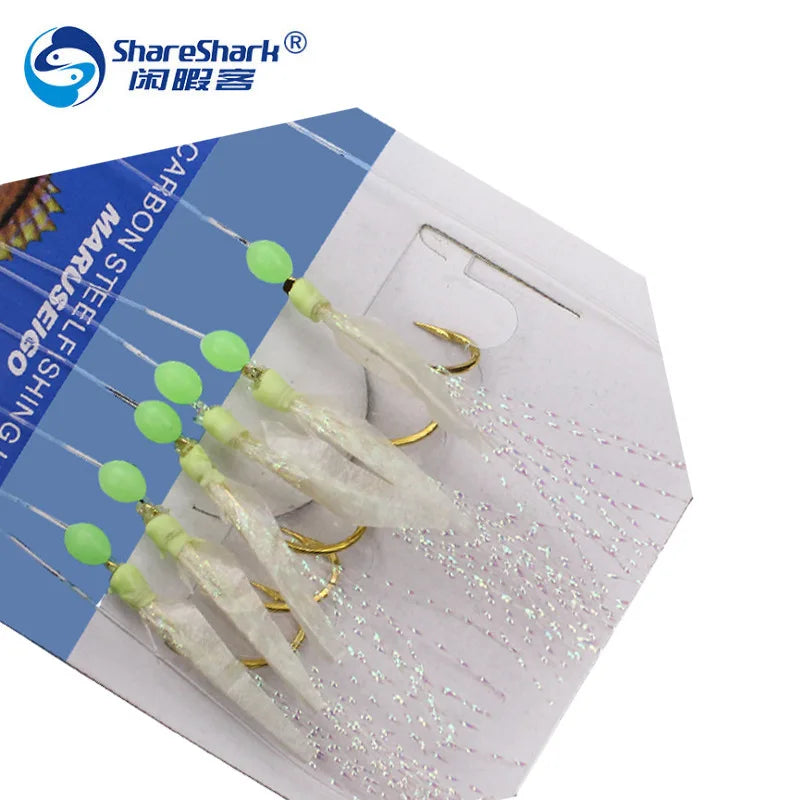 Shareshark Sea Fishing Lure Flasher Multicoloured Sabiki Luminous Beads Sabiki 6 Hooks Sabiki Rig
