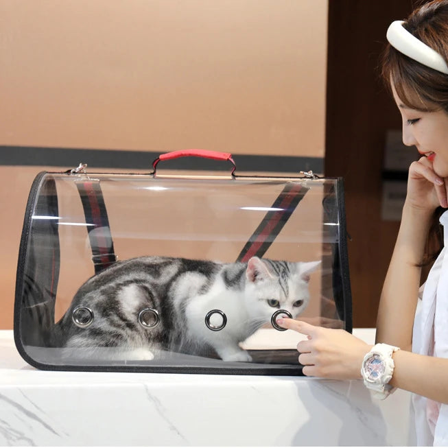 Pet Outing Bag Stylish Transparent and Breathable Travel Bag for Pets Can Be Carried by Hand or Shoulder Dog Bag Cat Bag