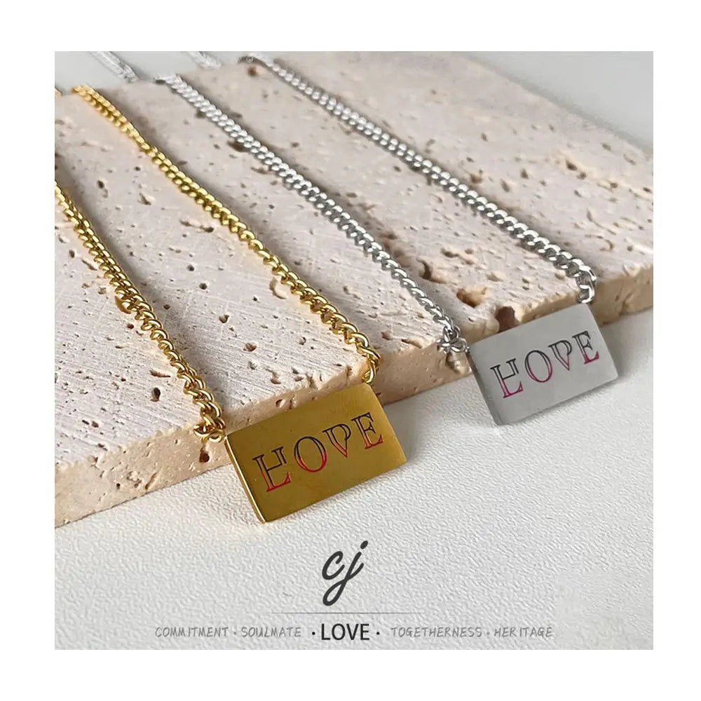 Carline Wholesale New Design Hope Letter Necklace for Women Jewelry Stainless Steel 18K Gold Plated Jewellery for Gift