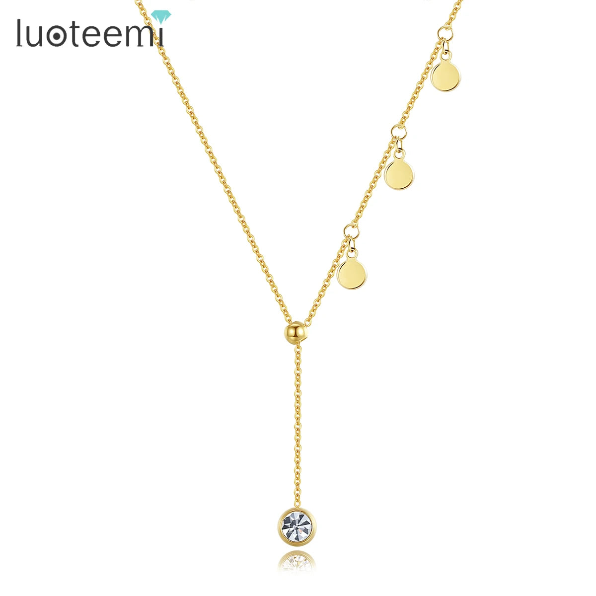 SP-LAM Stainless Steel Chain Accessory Woman Charm Trendy Designer Jewelry Cubic Zirconia Necklace