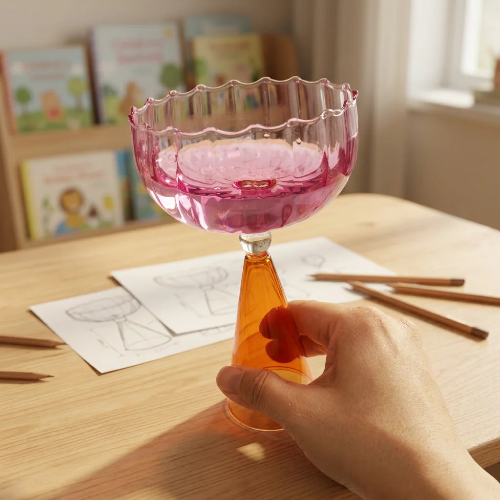 Luxury Modern Reusable Hand Blown Glass Eco-Friendly 200-300ml Color Gradient Wine Goblet for Party Graduation Home Decoration MegaBDM