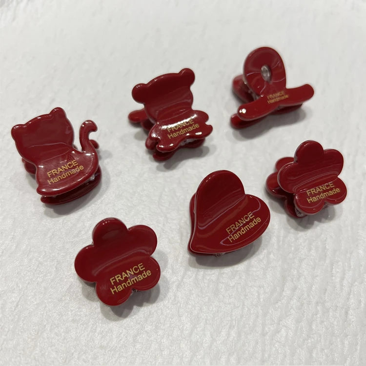 Cute Mini Red Hair Claw Clip Custom Cellulose Acetate Bang Clip Accessory for Girls with Thin Hair Small Hair Clamp
