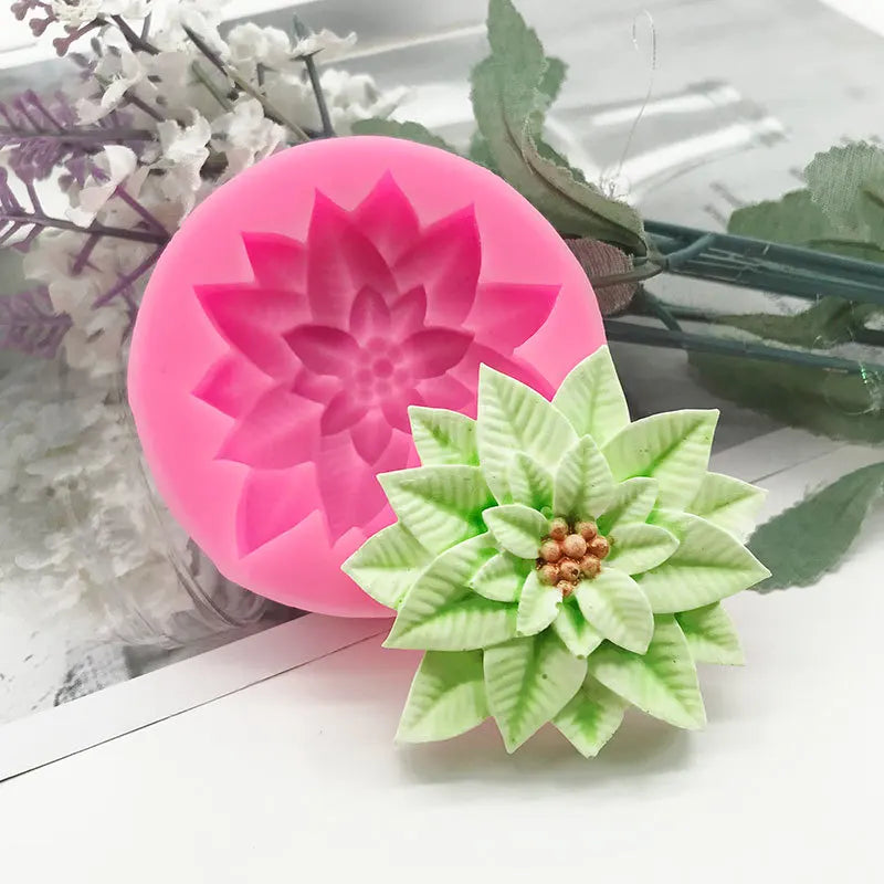 HY Christmas Holly Leaves Silicone Mold Leaf Shaped Fondant Mold
