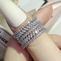 CAOSHI Custom Dainty Design Multi Row Marquise Cut Crystal Cubic Zirconia Band Rings for Women Engagement Silver Plated CZ Rings