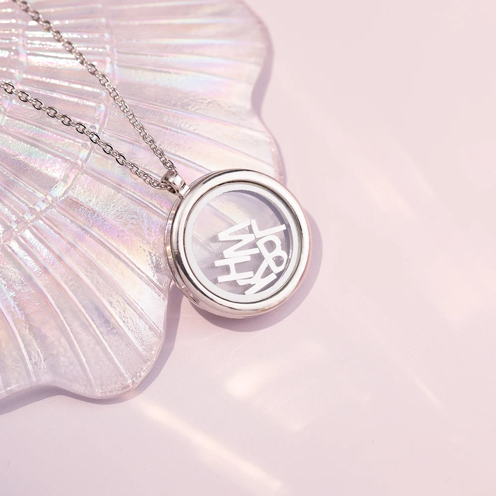 DIY Letter and Birthstone Charm Floating Locket Pendant Necklace Memory Glass Window Locket Necklace