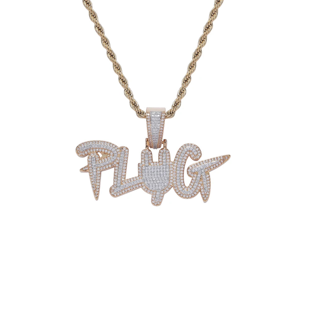 CN408    Hip Hop Pendant  Bling Bling  Brass Setting  CZ  Necklace Iced Out Jewelry