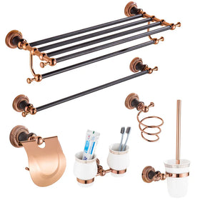 Rose Gold and Black Stainless Steel Towel Rack Set Hotel Accessories Luxury Full Sets