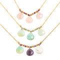 18K Gold Plated Stainless Steel Zircon Gemstone Pendant Necklace Jewelry Natural Freshwater Pearl Natural Stone Necklace