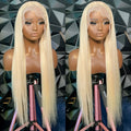 613 Blonde Blend Hair Full Lace Wigs HD 360 Lace Virgin Wig Vendor Straight 20 Inch Parrucca Capelli Umani Full Lace Wig