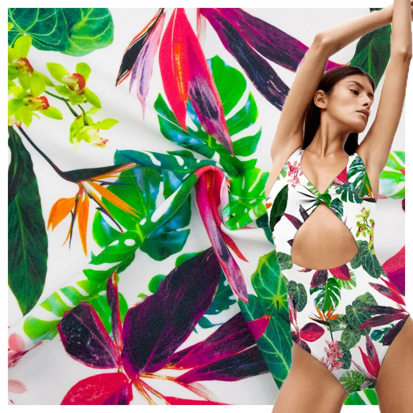 Colorful Digital Floral Printing Nylon Spandex Knitted Fabric for Swimwear