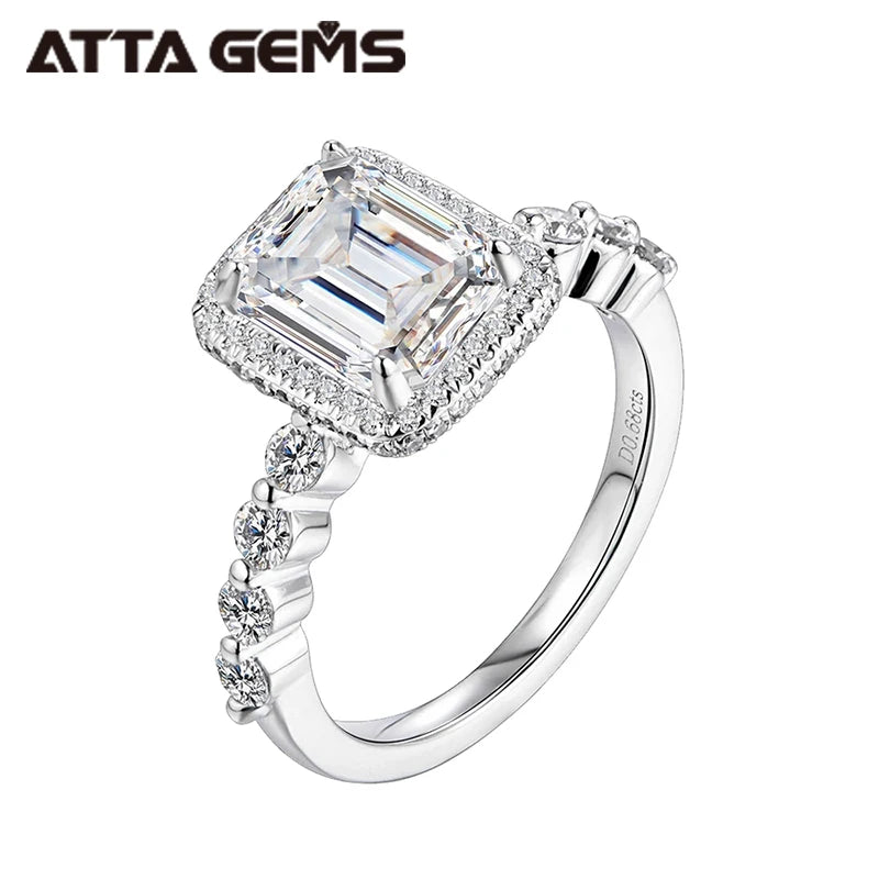 Custom Ring Emerald Cut D Color VVS Moissanite Diamond 925 Sterling Silver Engagement Wedding Gift for Women Men