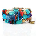 Bohemian Style Artificial Stone Turquoise Amethyst Agate Resin Beads Warp Boho Bracelet Jewelry for Women