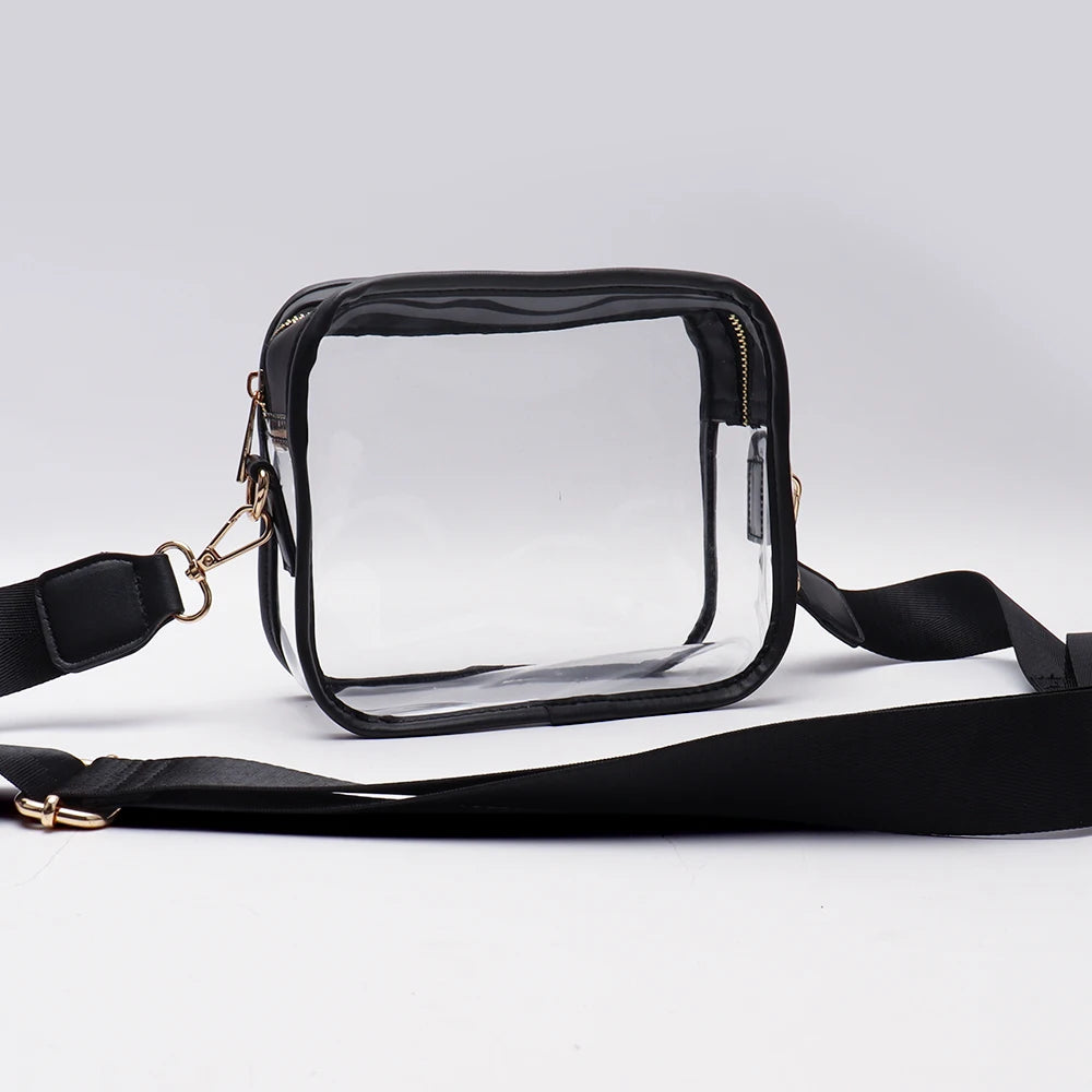 Keymay Low MOQ 9 Colors Outdoor Personal Transparent Purse Fashion Girl Weekend Shoulder Clear Crossbody Bag