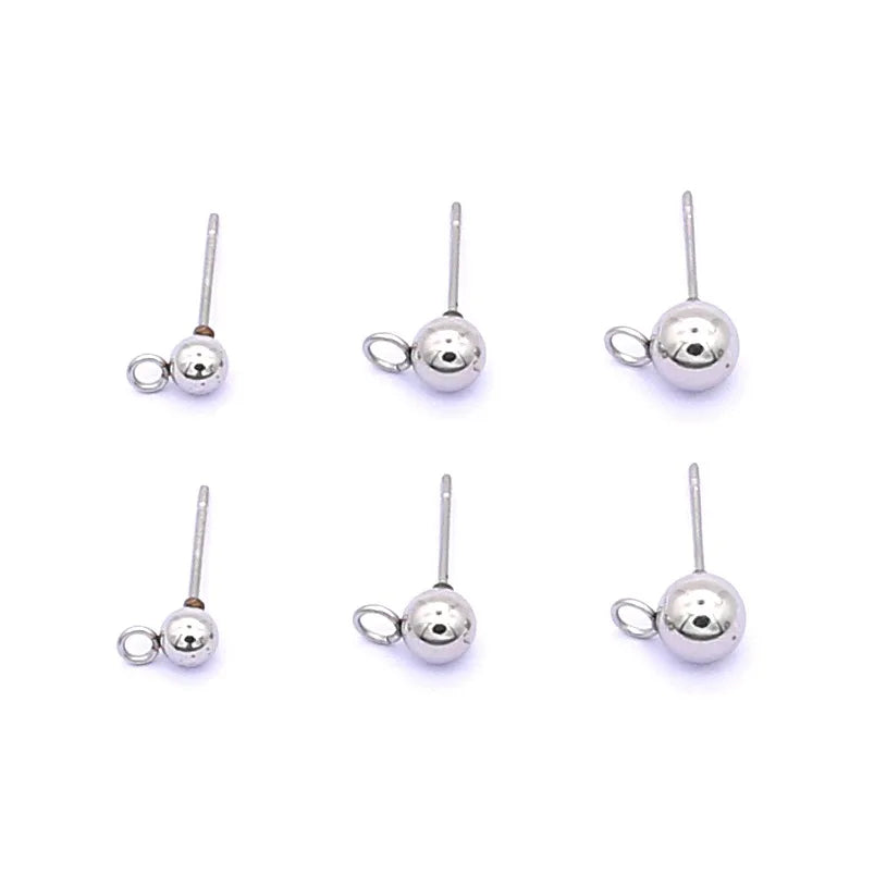 Stainless Steel Jewelry Accessories Ear Stud Diy Round Ball Earrings With Hanging