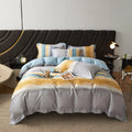Premium 120S Cotton Bed Linen Blue 4pcs Home Textile Double Bed Flat Sheets Digital Printing Pillow Shams Bedding Set