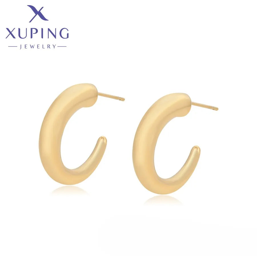 T000956055 XUPING JEWELRY 14K Gold Color Luxury Stainless Steel Korean Vintage Fashion Gold Plated Fine Earrings