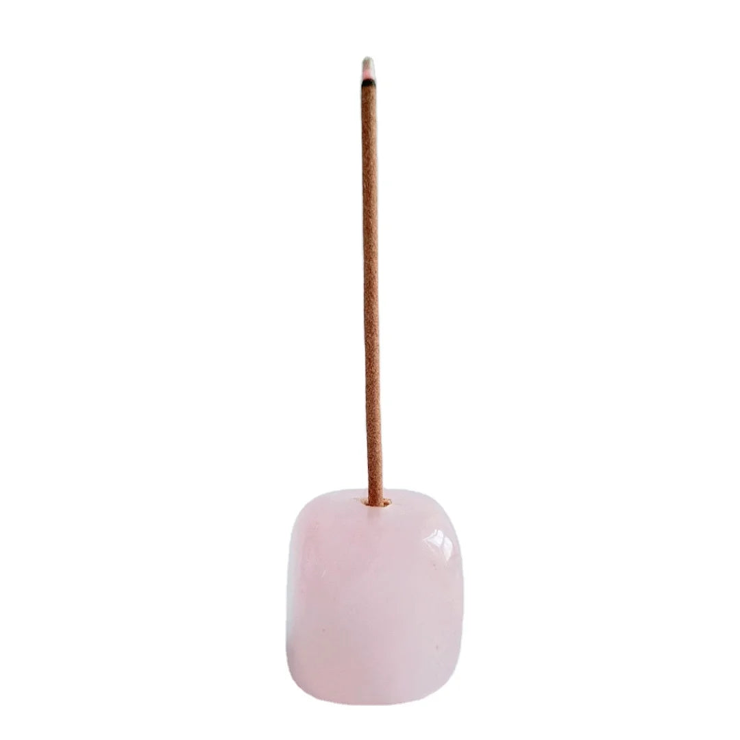 Huiying Highest Quality Handmade Natural Gemstone Rose Quartz Crystal Incense Stick Holder Candle Stick Incense Rack