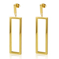 Hollow Rectangular Pendant Drop Earrings Stainless Steel PVD Gold Plated Stud Earrings for Women Jewelry