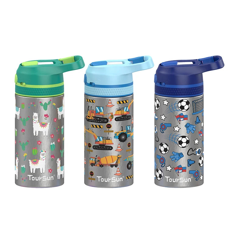Children Insulated Cute Kids Metal Insulated Double Wall Stainless Steel Water Bottle With Straw