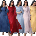 Zifeng OEM Vestuario Islamico Dubai Feminine Two-piece Shiny Silk Dress Abaya