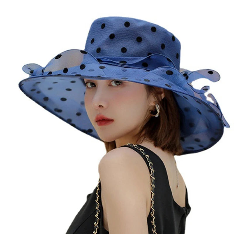 Women's Church Derby Polka Dot Mesh Cap British Tea Party Wedding Hat