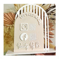 Customized Gold Signage Commercial QR Code Acrylic Table Salon Store Tabletop Decoration Social Media Plate Printed Sign Plate