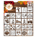 24 Piece Fall Stencils 3x3 Reusable Template Thanksgiving DIY Crafts Decorative Drawing Stencil