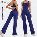 2024 New Arrivals One Piece Bodysuits Jumpsuits Hollowed Back Scrunch Gym Fitness Workout Rompers Women's Jumpsuits