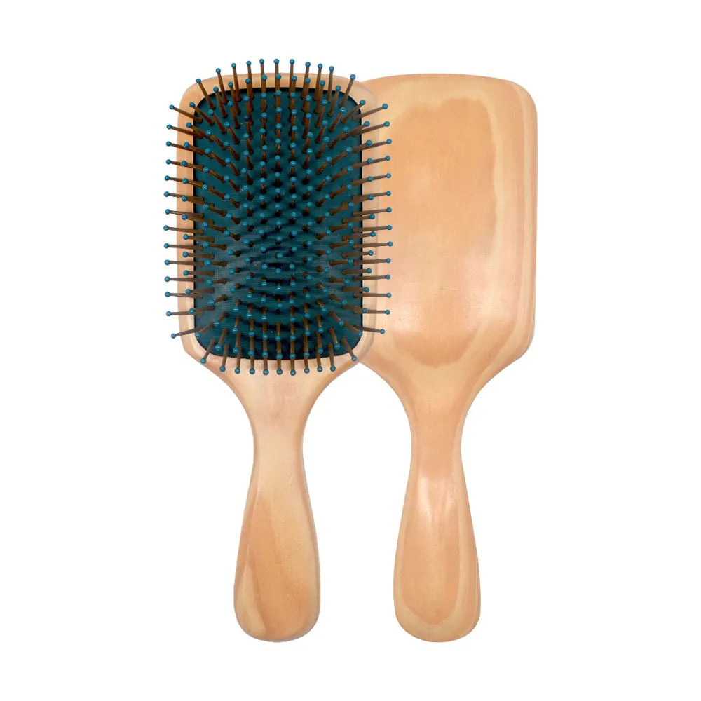 2025 New Design Eco-Friendly Bamboo Wood Hairbrush Cushion Bristle Hair Detangling Brush Wholesale Nature Paddle Brush