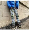 Custom Label Trousers for Men Drop Ship Boys Men Street Wear Stock Patches Stacked Flare Jeans Men