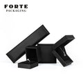 FORTE Wholesale Luxury Eco-friendly Newest Style PU Leather Black Jewelry Packaging Box Custom Logo Ring Earrings Necklace Box