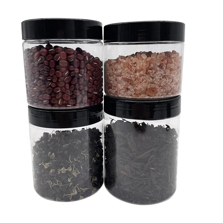 8oz 12oz 16oz Transparent Storage Favor Jars Wide Mouth Containers with Lids/Empty Plastic Jar PET Bottles Candy Container