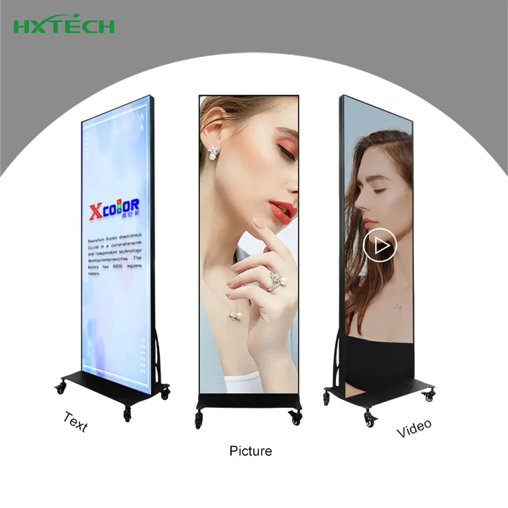 WiFi-Controlled LED Poster Display Wall Mount P1.86 P2.0 P2.5mm Led Advertising Poster Screen Digital Signage and Displays