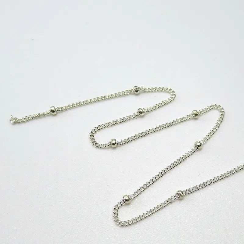 Fashion 925 Sterling Silver Unfinished Chain Curb Chain with Ball for Necklace Bracelet Jewelry Making