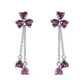 Delicate Rhodium Plated 925 Silver Jewelry Natural Pyrope Clover Drop Earrings for Women Fine Earrings