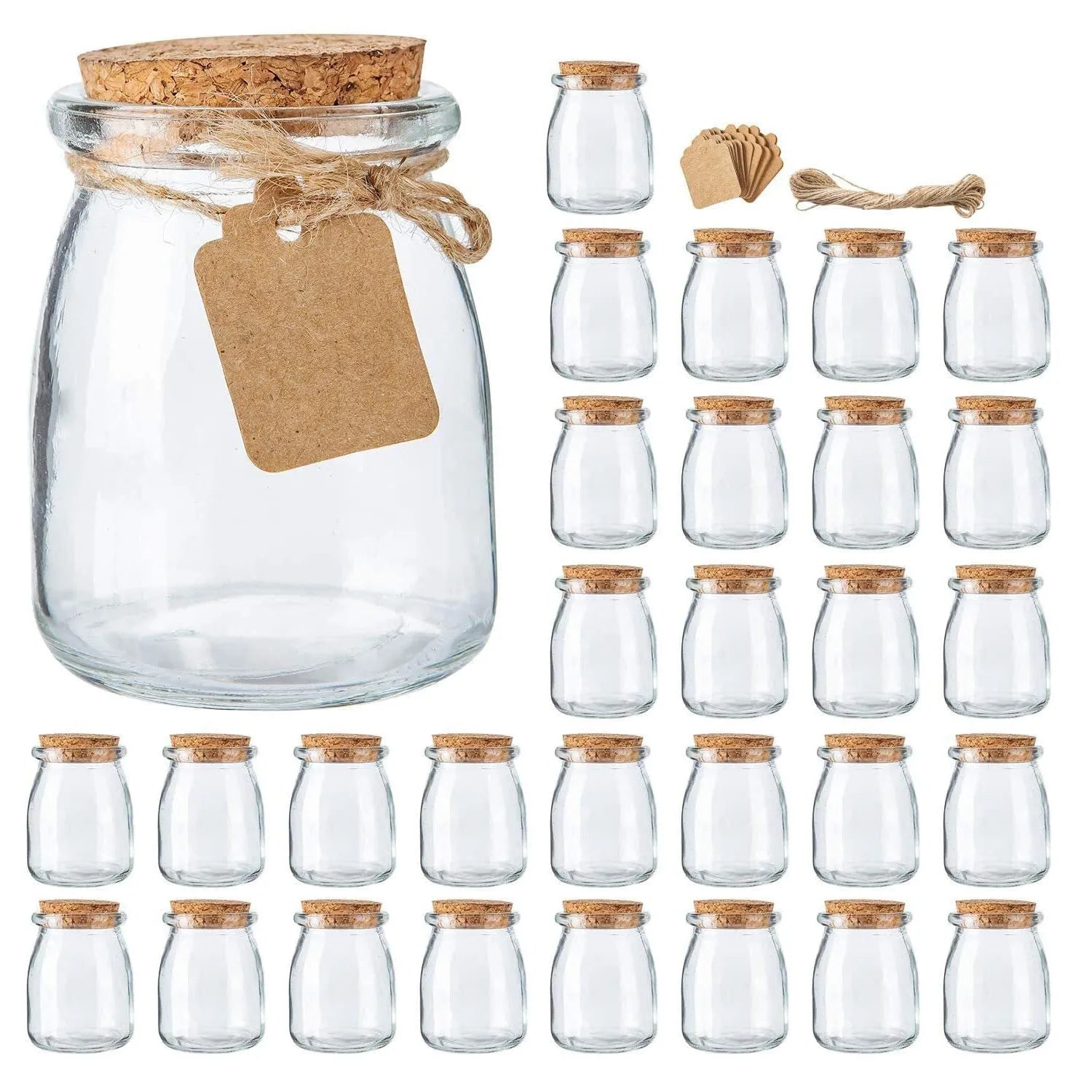 Mini Yogurt Jars 7 oz Glass Favor Jars With Cork Lids Glass Pudding Jars Glass Containers With Lids Wedding