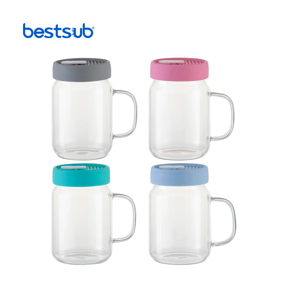 Wholesale Custom Sublimation Blanks Clear 20OZ 600nl Borosilicate Glass Mason Jar with Silicon Lid Cups for Sublimation