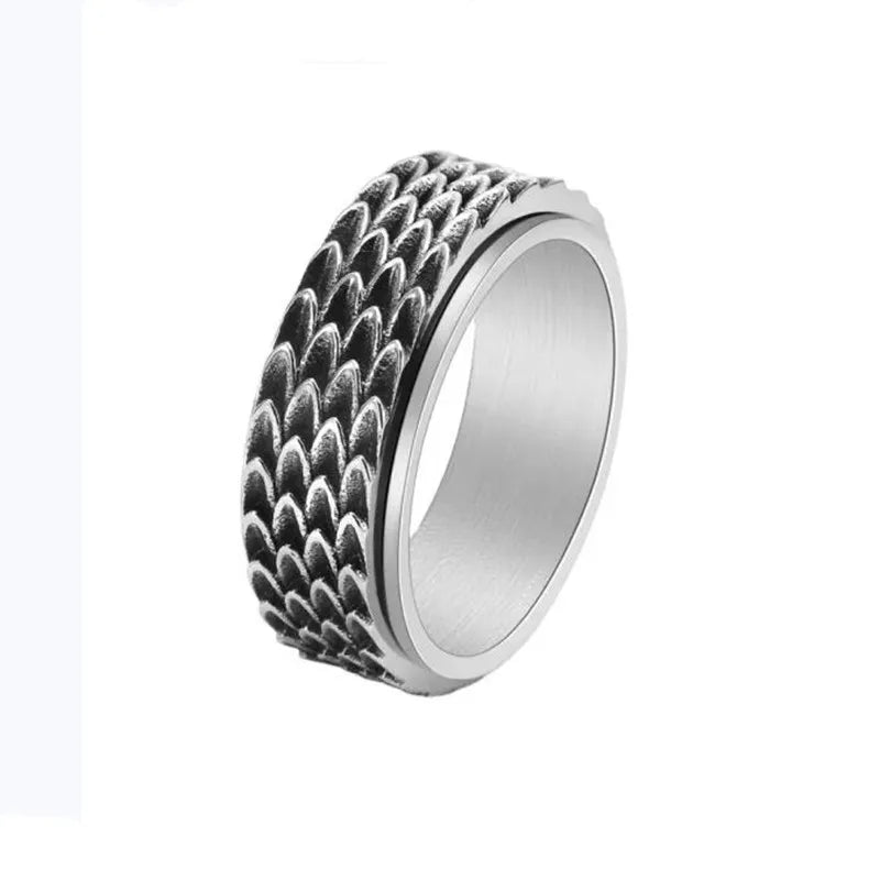BASQUESUN Dragon Scale Anxiety Ring for Men Rotatable Anxiety Fidget Ring Black Anti Anxiety Ring