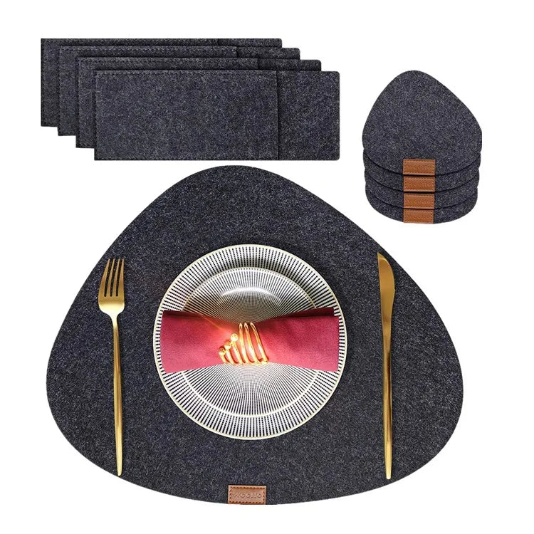 Washable Felt Placemat Non-Slip Heat-Resistant Kitchen Table Mat Felt Place Mat Set for Dining Table