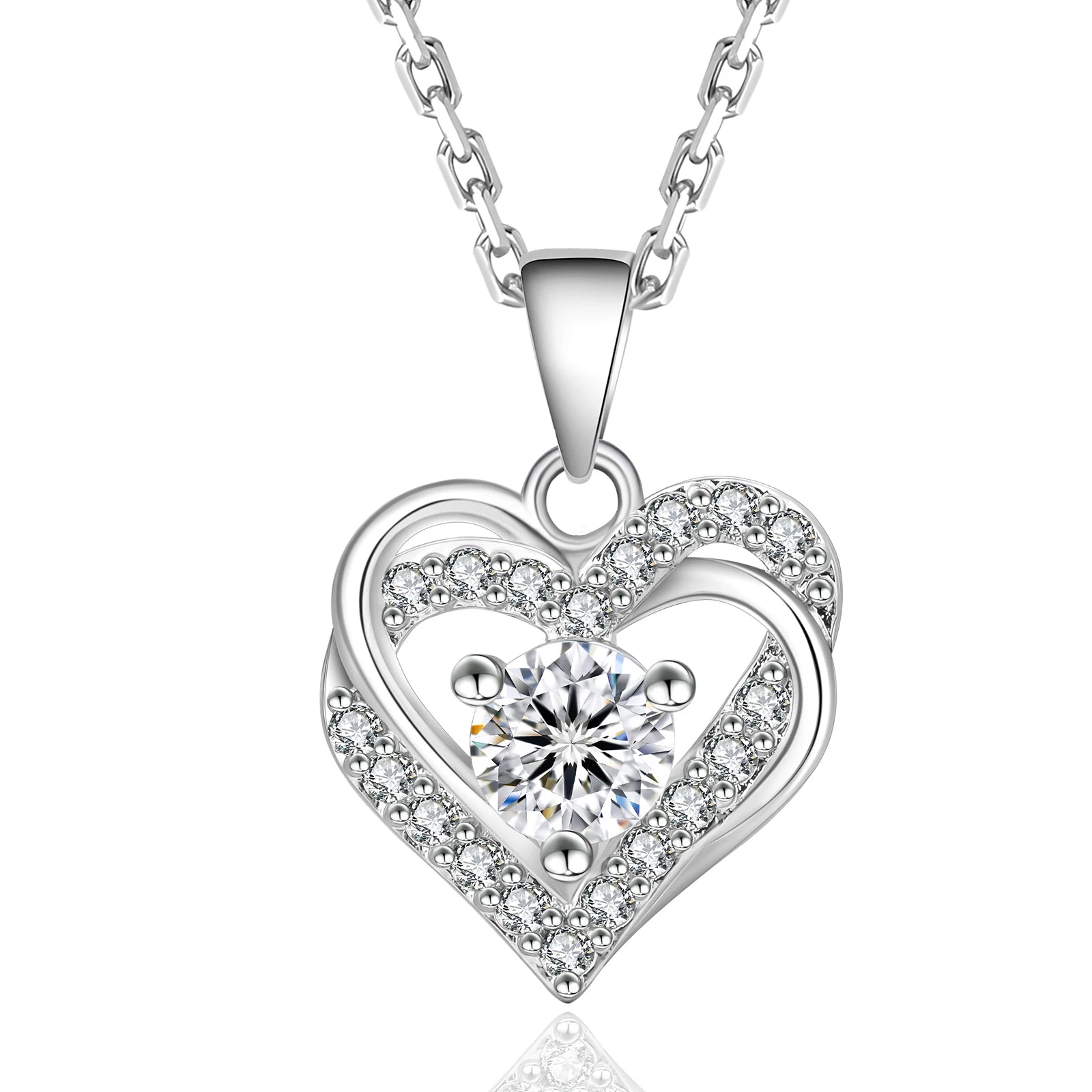 Fine Heart Jewelry VVS1 Diamond White Gold 925 Sterling Silver Round Brilliant Cut 1CT 2CT GRA Moissanite Pendant Women Necklace