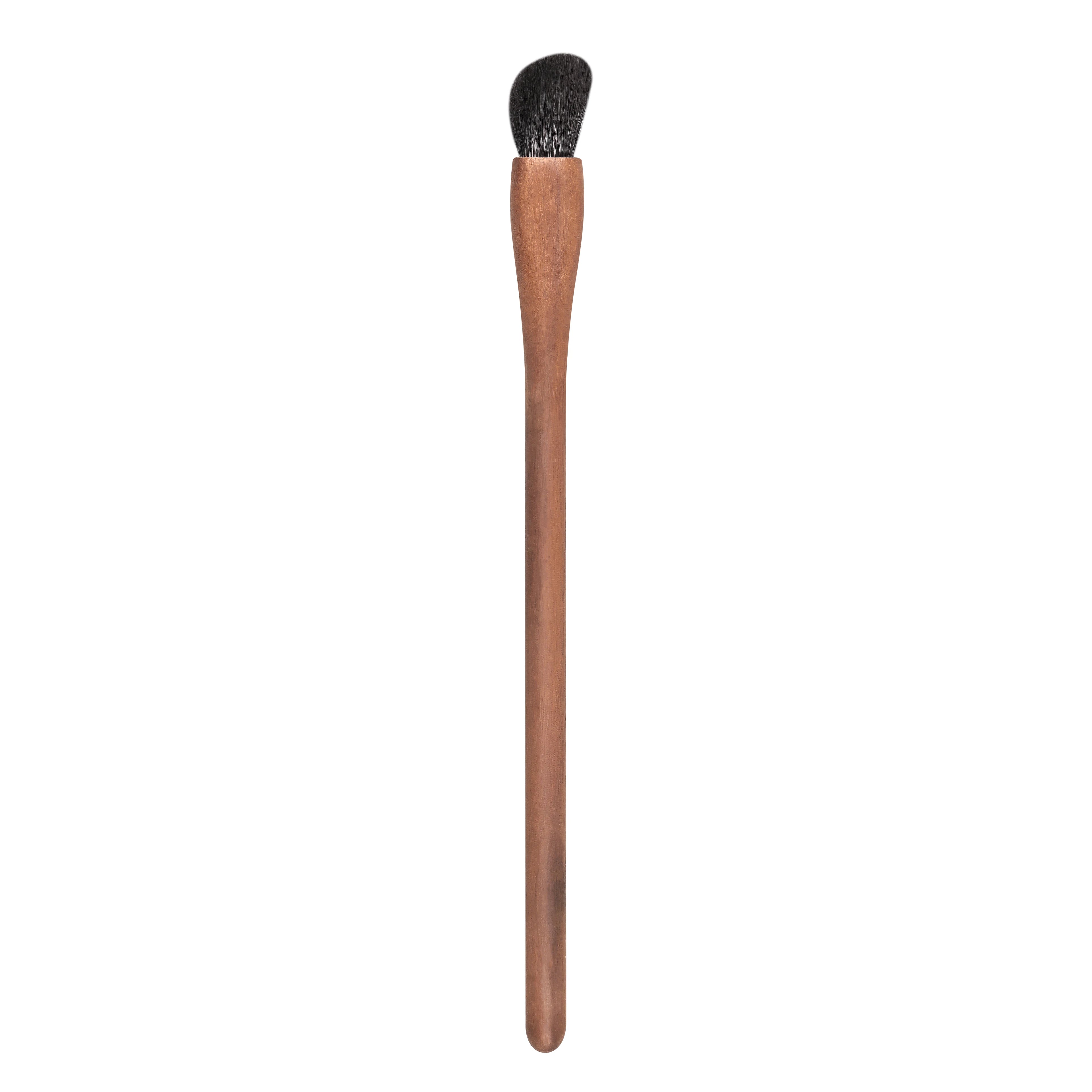 Private Label Walnut Handle Brushes Natural Hair Brushes Nose Shadow Brushes Blended with High-quality Goat Hair