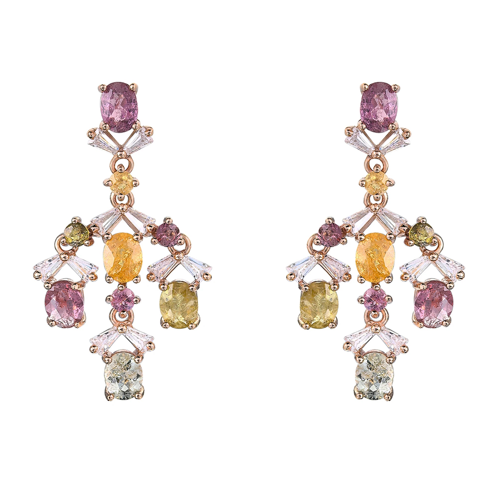 Gorgeous Rose Gold Plated 925 Sterling Silver Natural Tourmaline Drop Earrings for Women Mothers Day Gifts