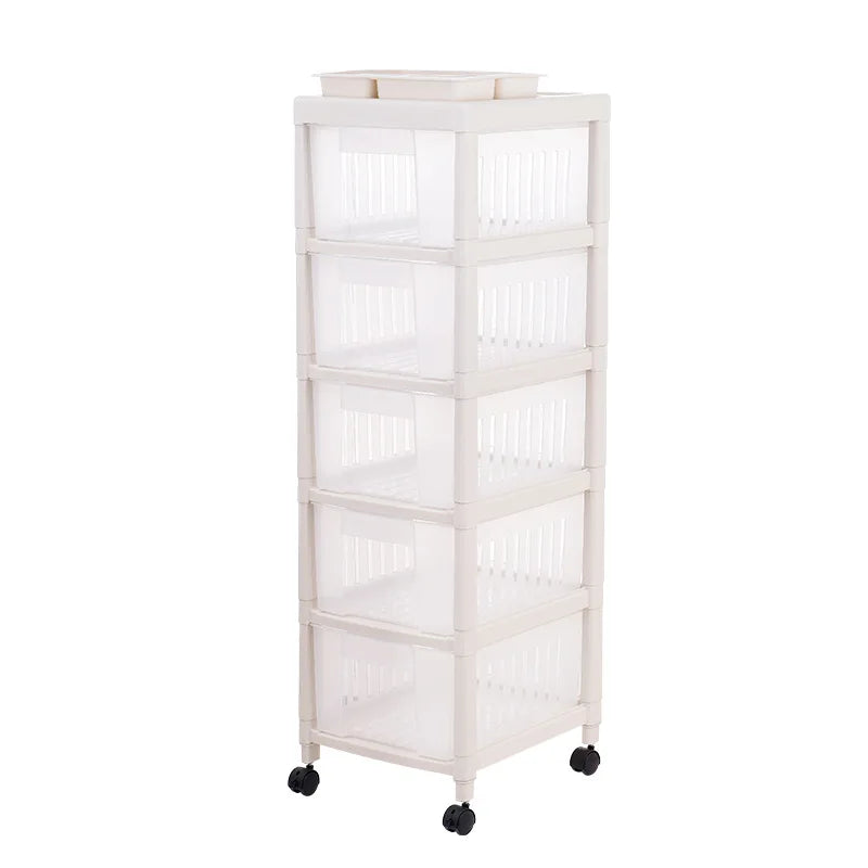 Portable Foldable Tiers Storage Cabinet Rolling Drawers Wheels for Bathroom Kitchen Household Use-Iron Construction Clothing