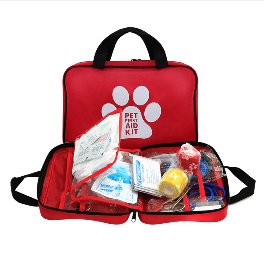 Customized 50 Pcs Set Pet First Aid Kit Cases for Dogs Emergency Care Guide Included Pet Dog First Aid Kit